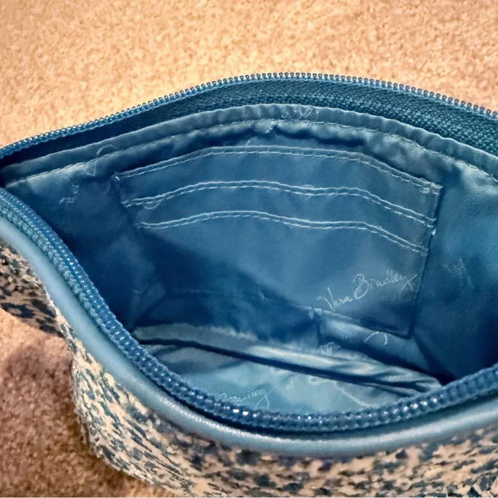 Vera Bradley mesh sequin wristlet on the Camocat blue pattern